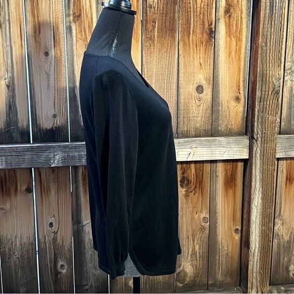 The Limited top career wool blend 3/4 sleeve black gray Large - Picture 4 of 8